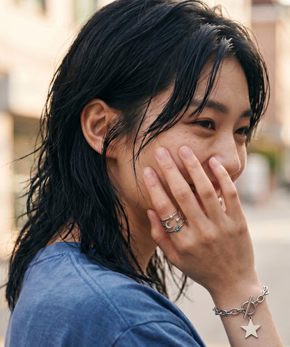 Bold Celestial Evil Eye Sun Moon Star Layered Brass Ring – Made in Korea