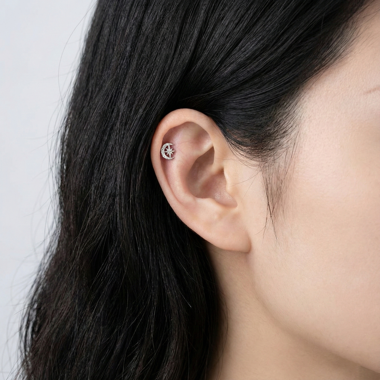 Celestial Moon & Star Pave Stud | K-Fine Piercing