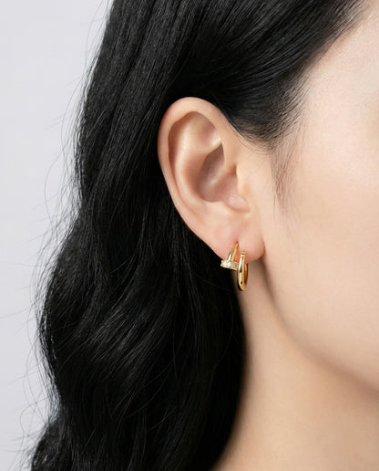 Modern Hinged Hoop Earrings — Smooth or CZ (Gold & Silver)
