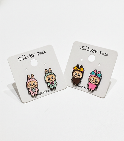 Labubu Mismatched Stud Earrings | Sterling Silver Posts Handmade
