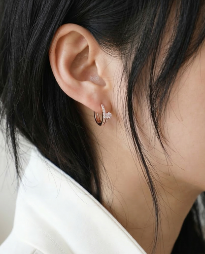 Star CZ Double-Row Huggie Hoop Earrings – Gold, Silver & Rose Gold