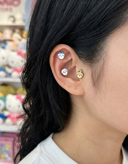 Chiikawa Hachiware Usagi Kawaii Barbell Stud Earring | Made in Korea