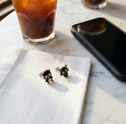 Cute Badtz-Maru & Chococat Mismatched Stud Earrings - Silver Post