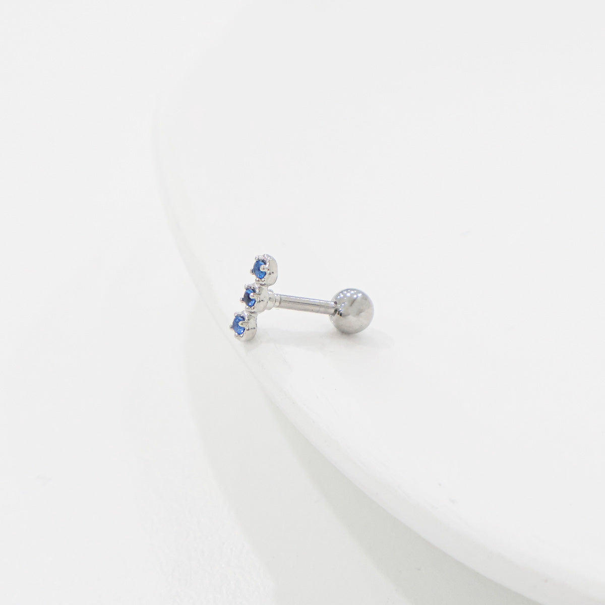 Blue CZ Barbell Studs (3 Styles) – Rhodium Plated