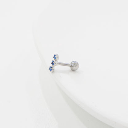 Blue CZ Barbell Studs (3 Styles) – Rhodium Plated