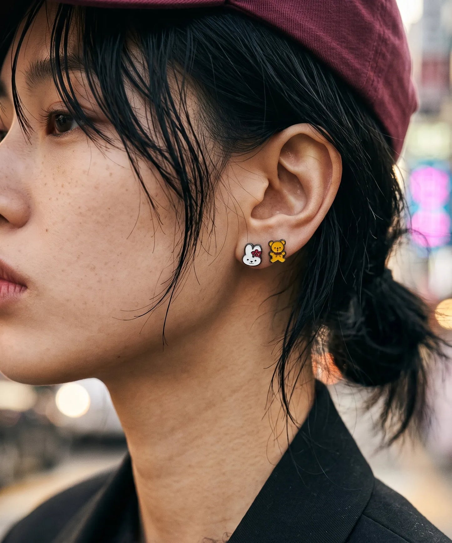 Miffy & Boris Brass Enamel Stud Earrings, 4-Piece Set