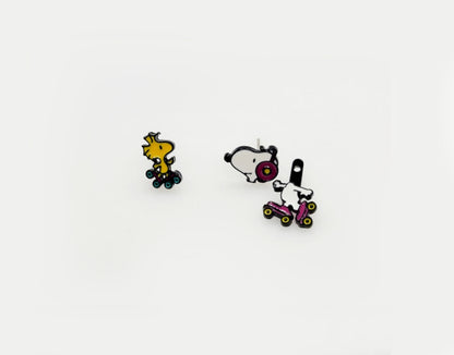 Snoopy & Woodstock Roller Skate Two-Way Earring Set | 925 Silver | Korea