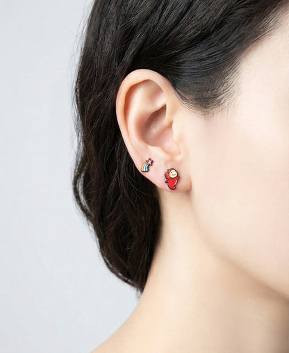 Ponyo Earring Set - Studio Ghibli Inspired Jewelry, 925 Silver