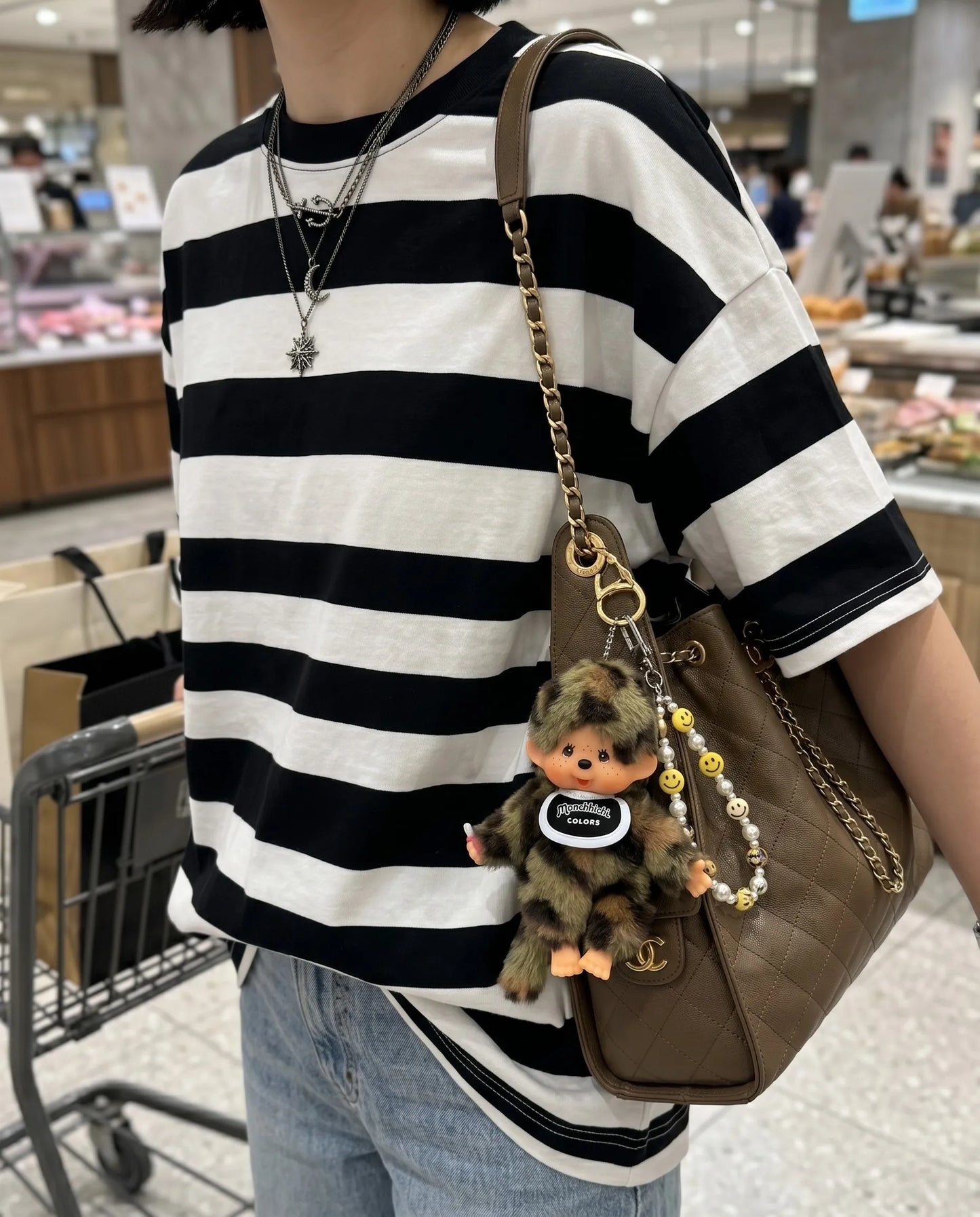 Monchhichi-Style Camo Plush Doll Bag Charm Keychain