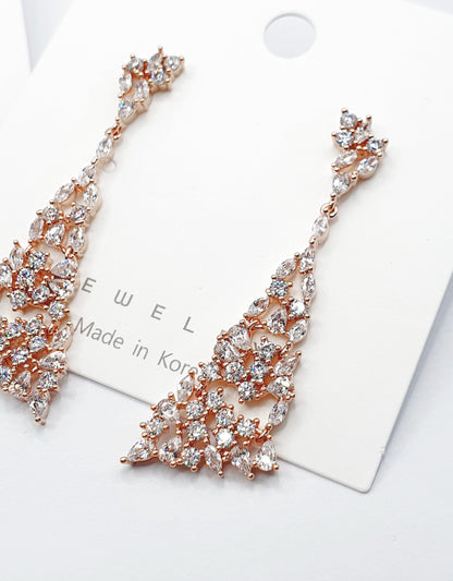 Exquisite Marquise CZ Chandelier Drop Earrings - 925 Silver Post