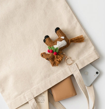 Handmade Wool Felt Pony Keychain - Year of Horse 2026 Bag Charm