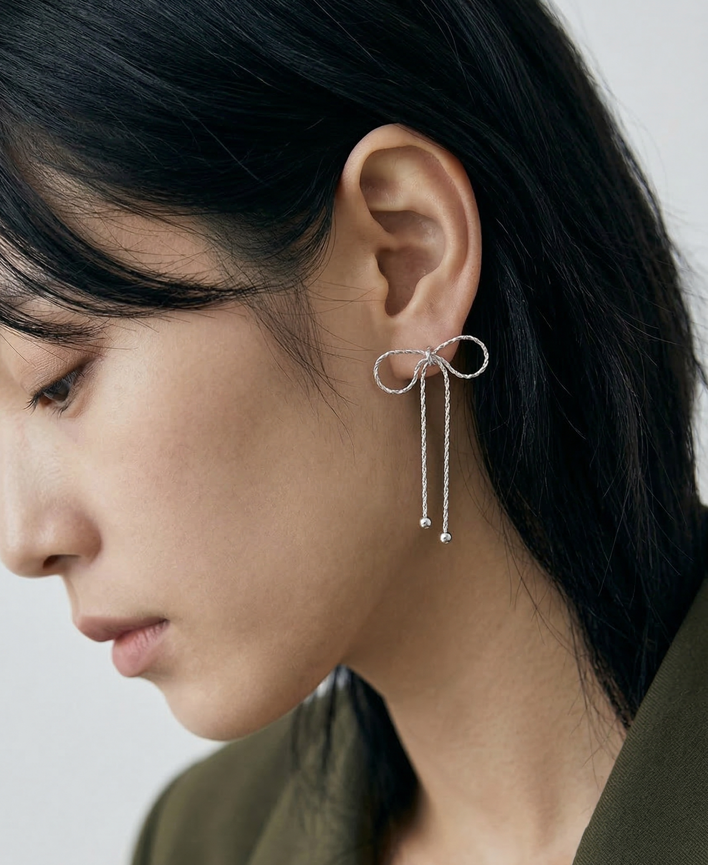 Textured Chain Bow Drop Earrings – Balletcore Dainty Jewelry