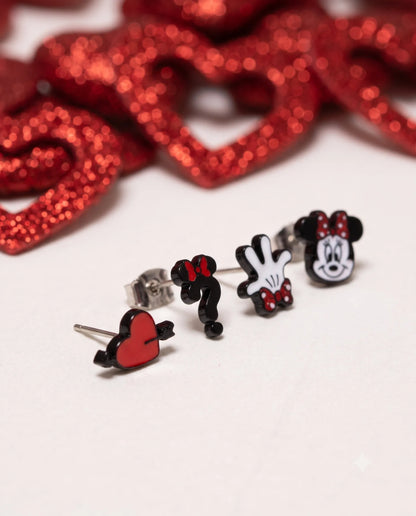 Vintage Disney Minnie Mouse Enamel Stud Set (4-Piece) | K-Style Kitsch Earrings