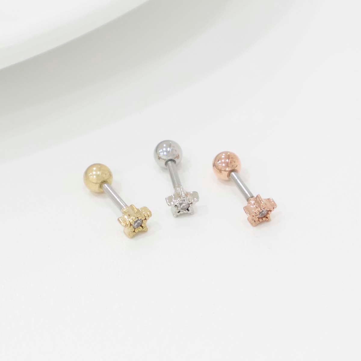Mini Star Barbell Piercing | CZ Stone | Gold/Silver/Rose Gold