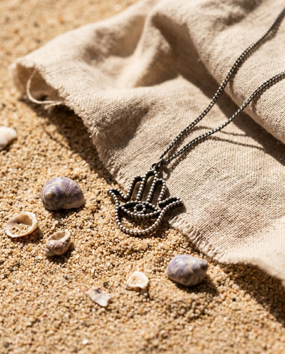 925 Sterling Silver Hamsa Pendant Necklace — Adjustable Chain, Layering Inspo