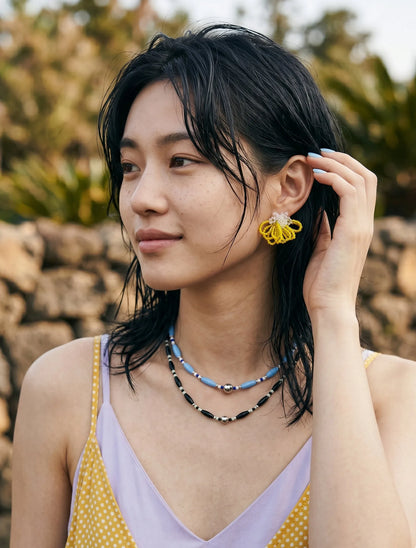 Handmade Acrylic Blossom Loop Earrings | K-Style Volume · 3 Colors