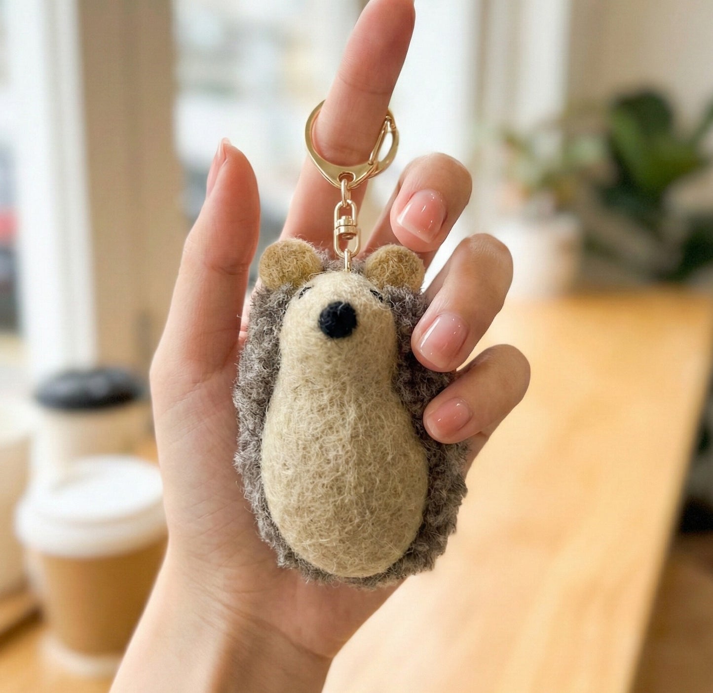 Handmade Nepal Wool Felt Animal Keychain - Pig & Hedgehog Bag Charm