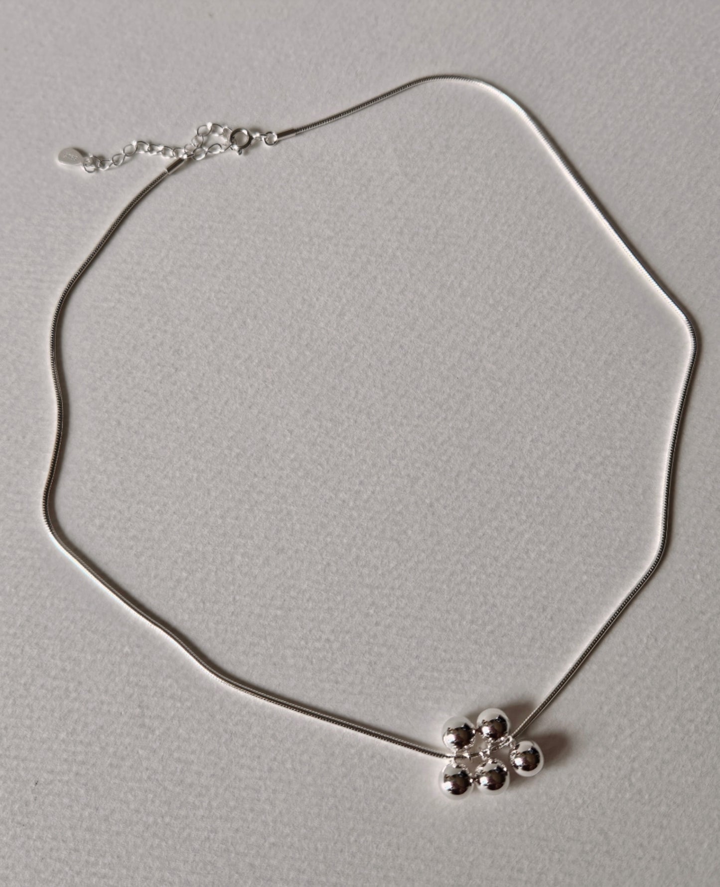 925 Silver Snake Chain 5-Ball Necklace