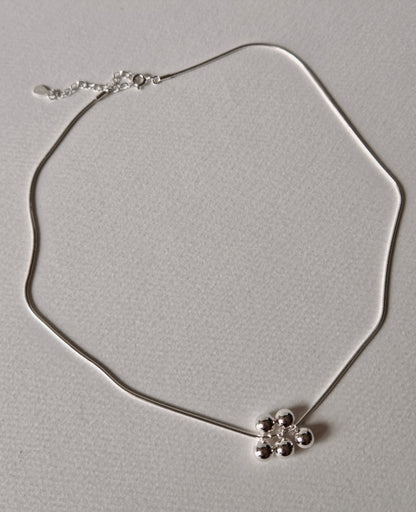 925 Silver Snake Chain 5-Ball Necklace