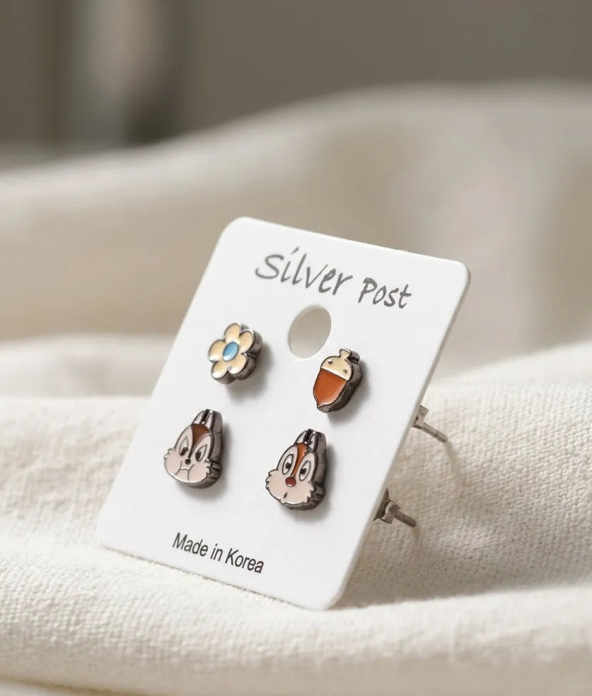 Chip 'n Dale 4-Piece Enamel Stud Set — Mix, Stack, Mismatch