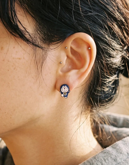 Doraemon & Dorami Mismatched Studs — Handmade in Korea