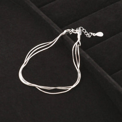 925 Sterling Silver 3-Strand Snake Chain Layered Bracelet – Minimalist Everyday Jewelry