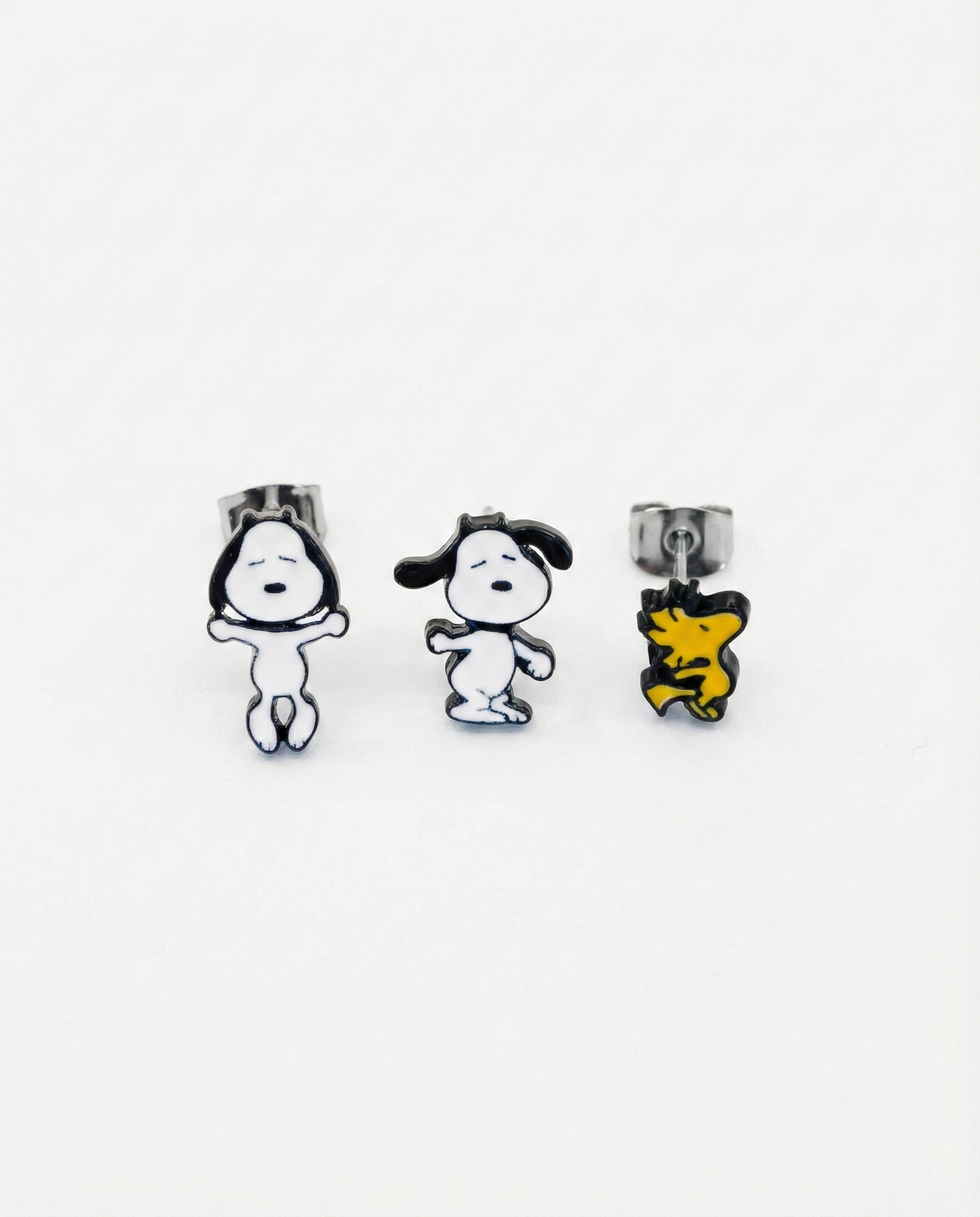 Snoopy & Woodstock 3-Piece Earring Set - Made in Korea