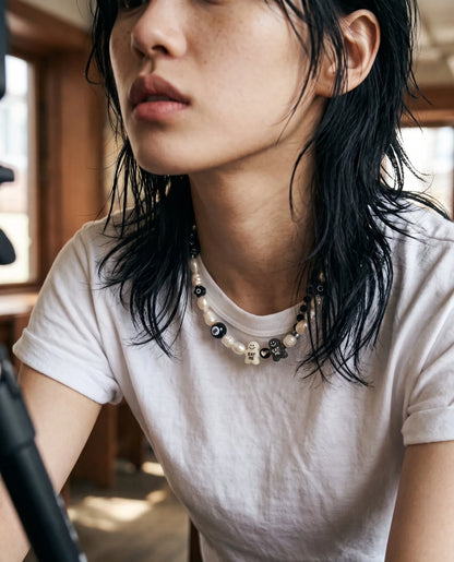 Kitsch Freshwater Pearl Charm Necklace — 8-Ball & Gingerbread Beads