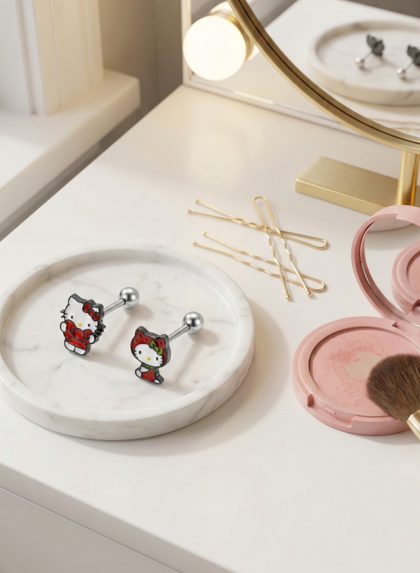 Hello Kitty Surgical Steel Cartilage Earring - Classic & Cat Hood