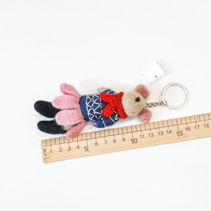 Handmade Wool Felt Ballerina Mouse Keychain - 3 Styles Bag Charm