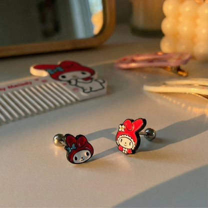 My Melody Barbell Stud Earrings - Surgical Steel Sanrio Character Piercings