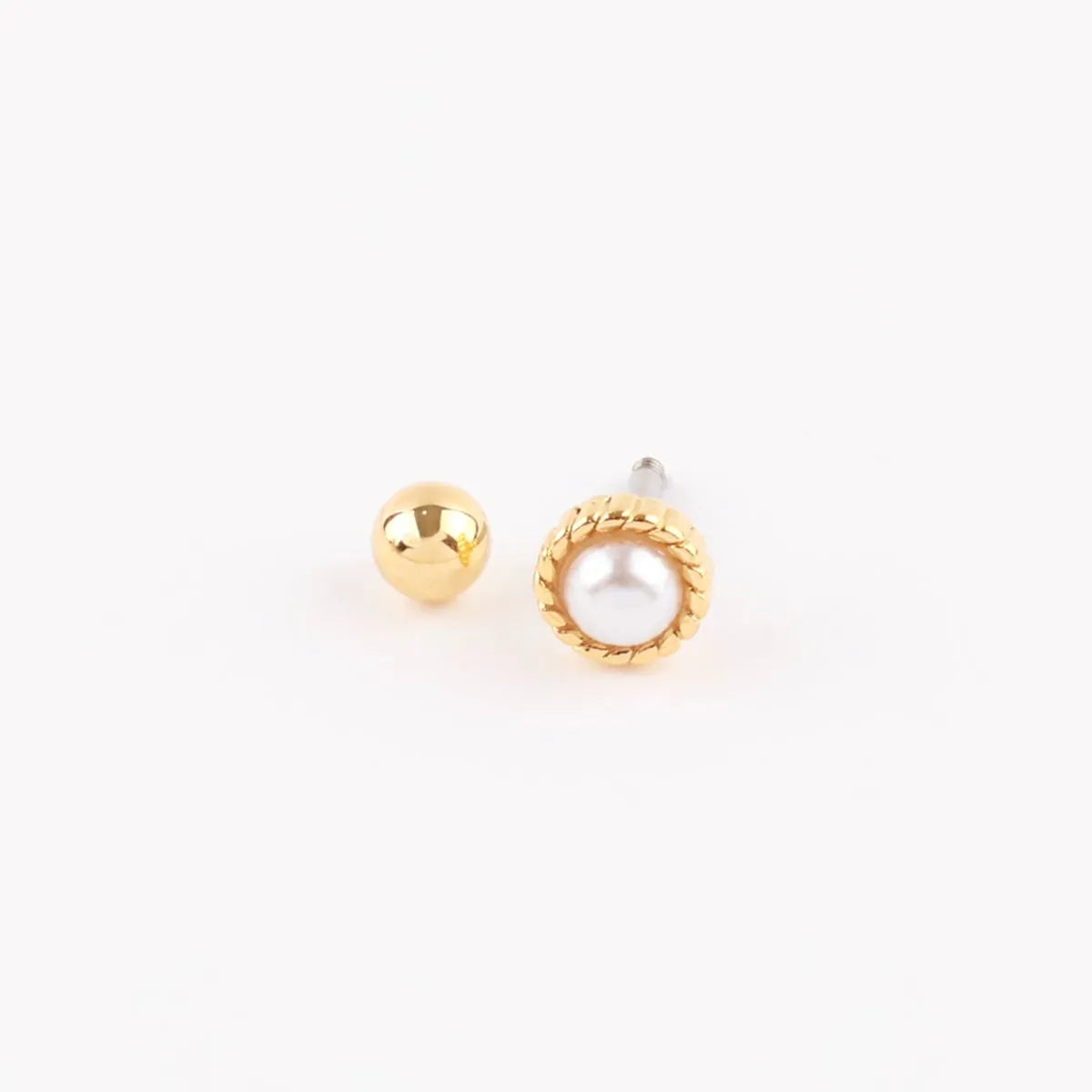 Vintage Rope Frame Pearl Stud Piercing – Helix Conch Lobe Ear Curation (Single)