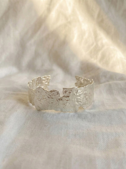 Artisan Hammered Wide Cuff Bangle - Gold & Silver Adjustable Brass