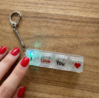 Clicky Mechanical Keycap Keychain - LED Fidget Toy "You Can Do It" & "I Love You"