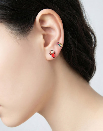 Ponyo Earring Set - Studio Ghibli Inspired Jewelry, 925 Silver