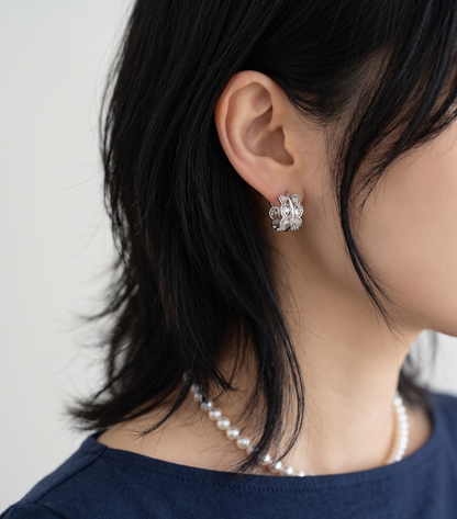 Vintage Filigree Chunky Hoop Earrings | CZ | Gold & Silver | Korean Jewelry