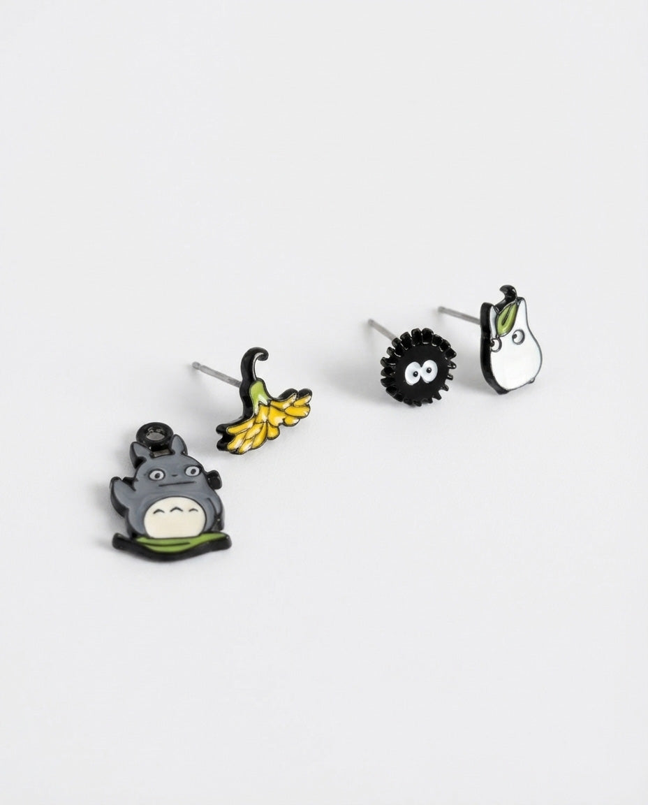 Forest Spirit & Soot Sprite Earring Set (3pcs) - 925 Silver