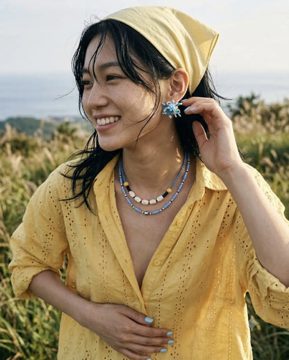 Sky Bloom Crystal Jelly Flower Bead Earrings | K-Style Handmade
