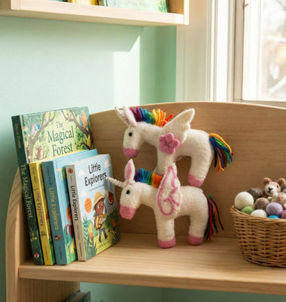 Handmade Rainbow Unicorn Keychain | Needle Felted Bag Charm 2 Styles