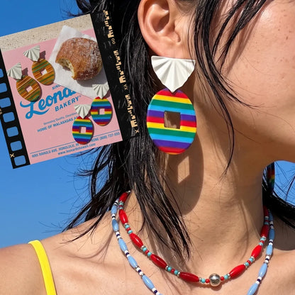 Hawaii Sunset Stripe Acrylic Drop Earrings, K-Style Resort