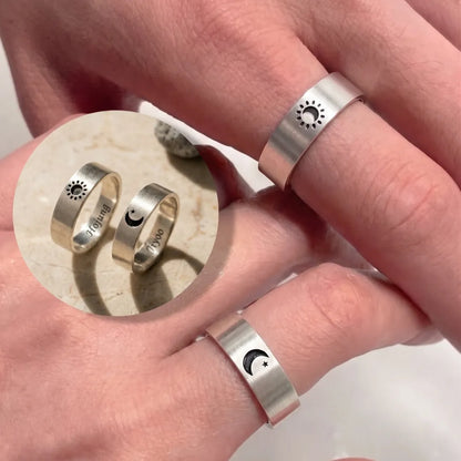 Sun & Moon Promise Ring — 925 Silver | Matching Set