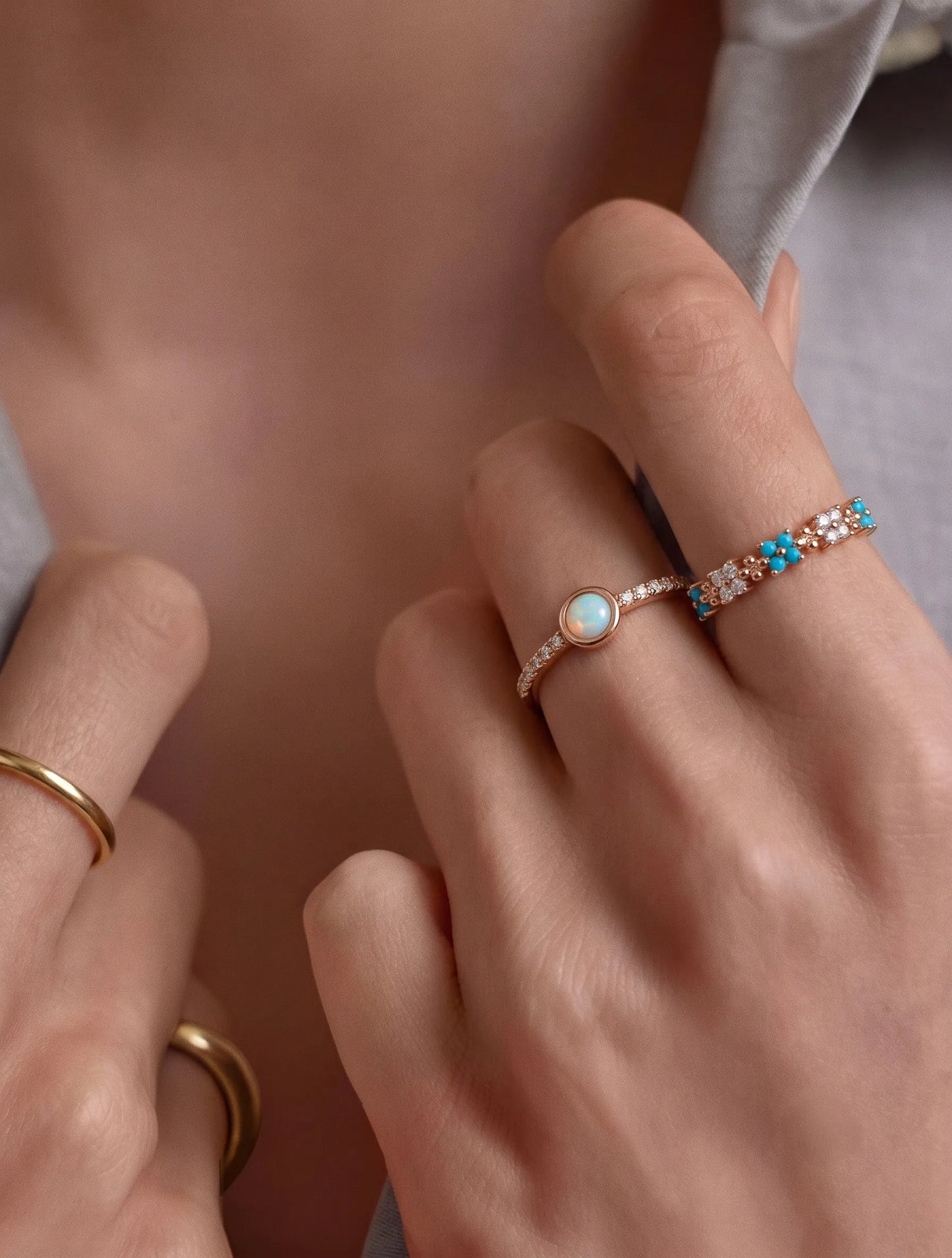 Turquoise Floral Eternity Ring | K-Style Stack