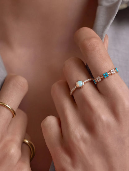 Turquoise Floral Eternity Ring | K-Style Stack