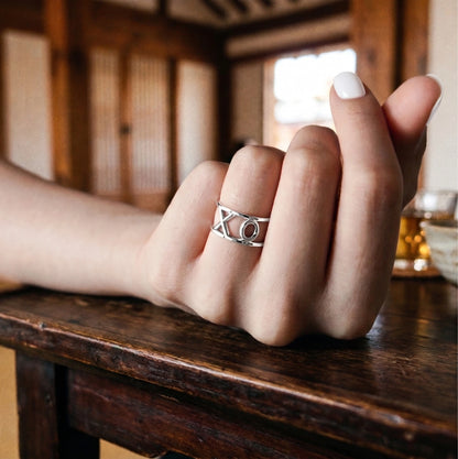 Chunky XO 925 Sterling Silver Bold Wide Band Ring | Handmade Korea
