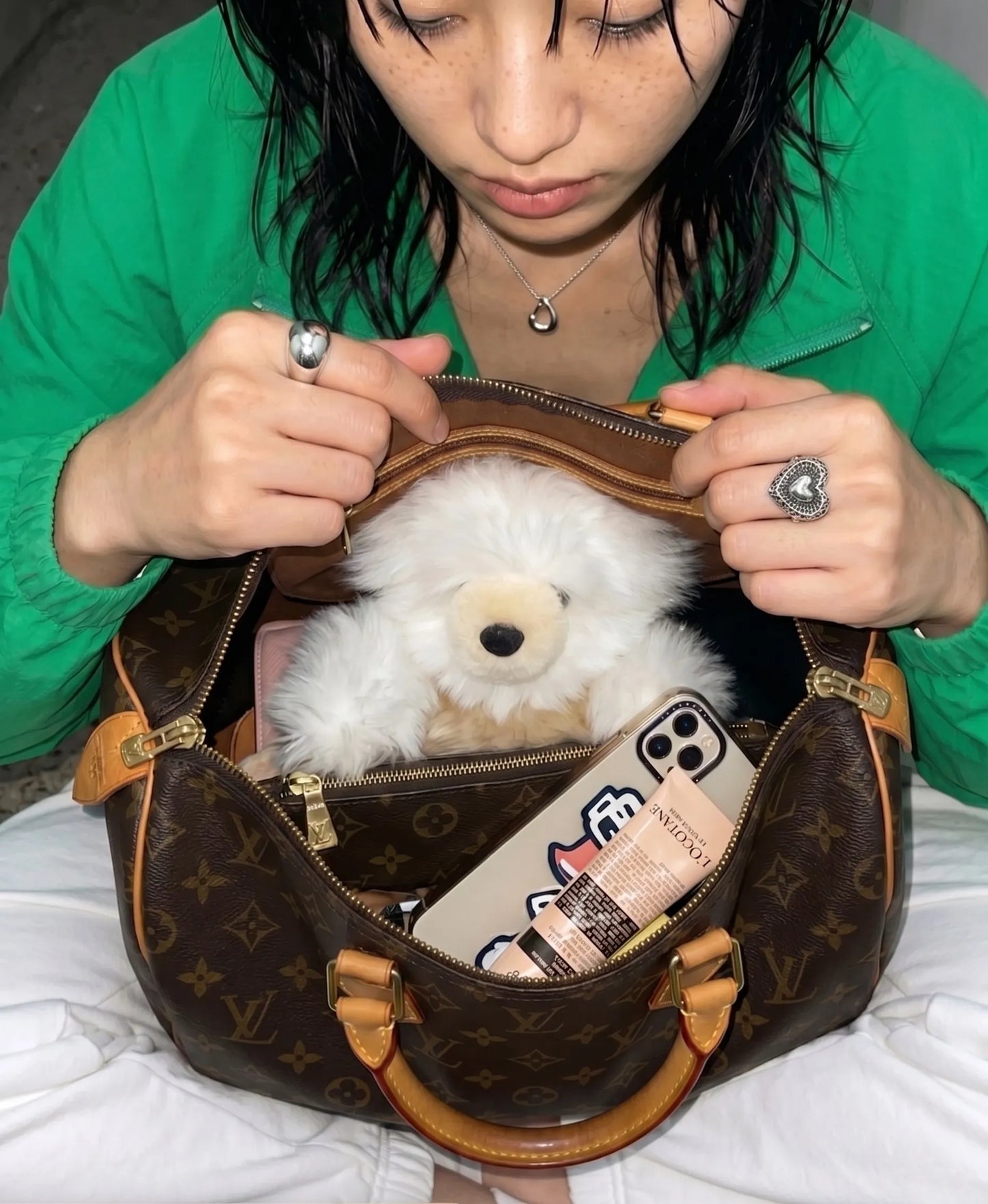 Real Alpaca Teddy Bear Bag Charm Keychain 20cm — Peruvian Fur, Urban Kitsch K-Style