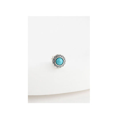 Vintage 925 Silver Post Barbell Stud Earrings - Turquoise & Onyx