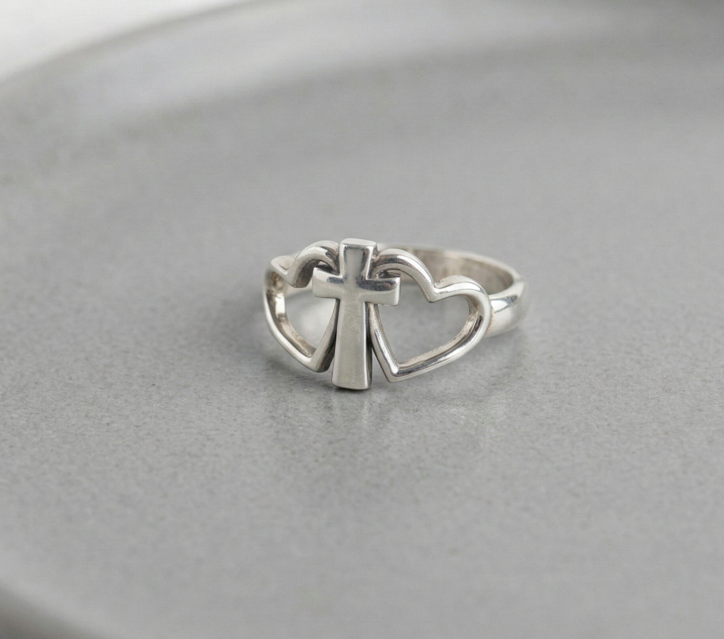 925 Sterling Silver Vintage Ring - Claddagh, Cupid Arrow & Heart Cross