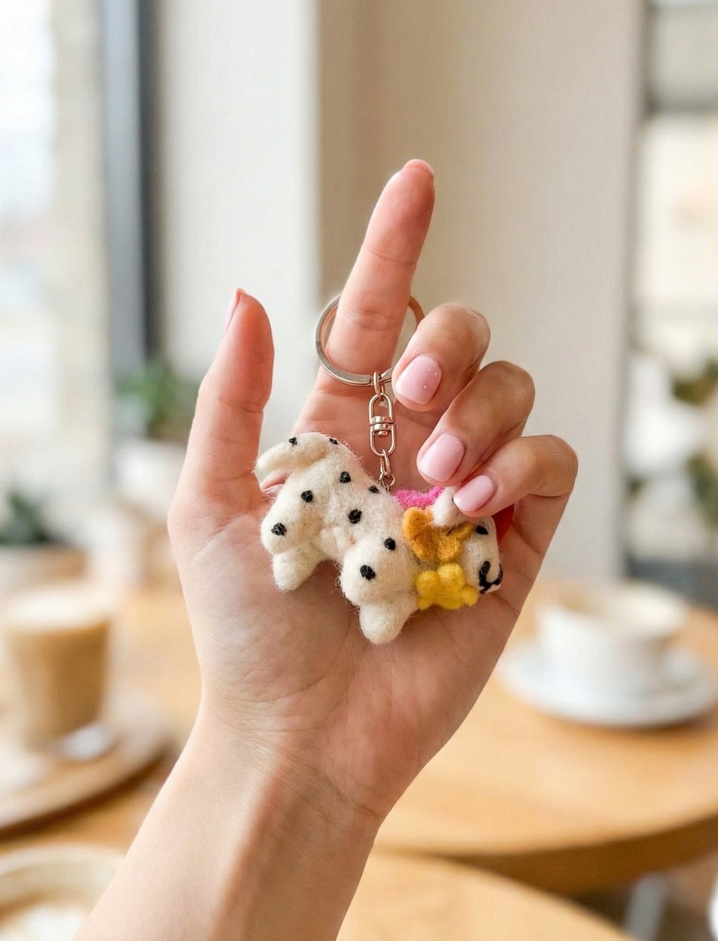 Nepal Handmade Wool Felt Dog Keychain - Dalmatian & Terrier Bag Charm