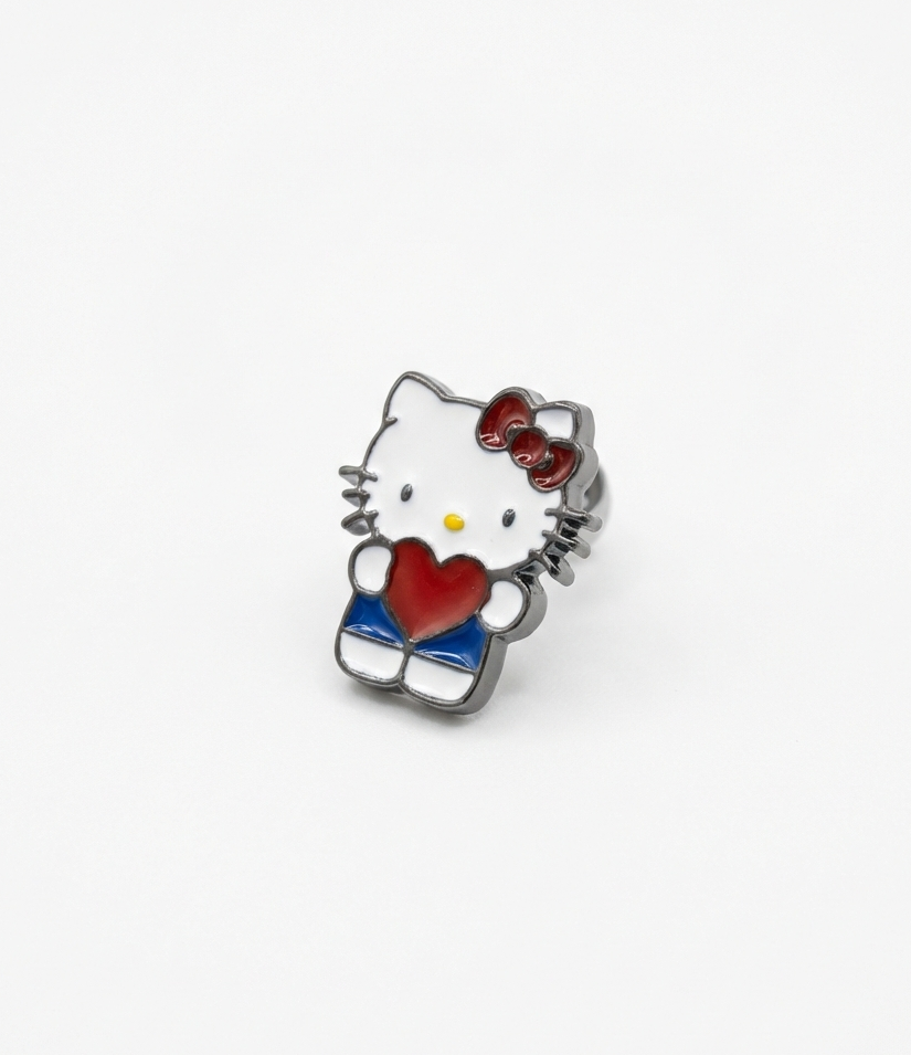 Handmade Hello Kitty Enamel Studs | Surgical Steel Hypoallergenic Piercing (Heart & Angel)