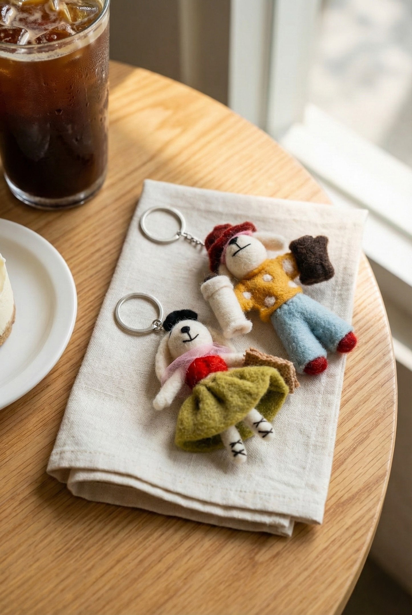 Handmade Needle Felted Wool Animal Bag Charm - Nepal Artisan Keyring